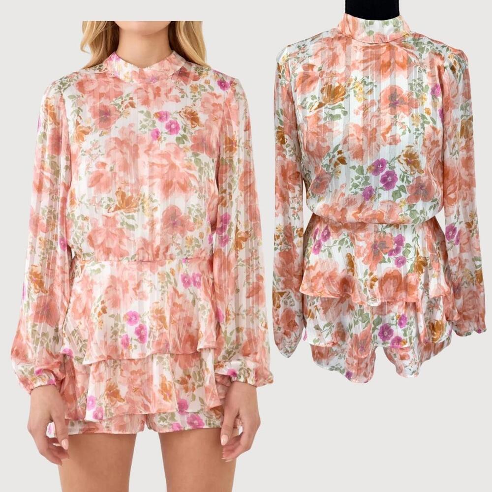Endless Rose Floral Open Back Romper XS